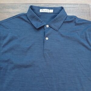 Peter Millar Polo Mens Large Blue Golf Featherweight UPF 50+ Performance Stretch